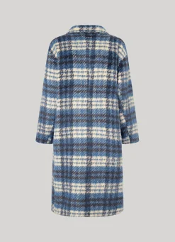 Women Pepe Jeans Long Checked Wool Coat