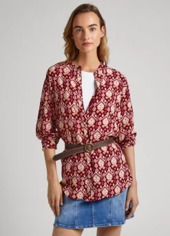 Women Pepe Jeans Long Geometric Print Blouse