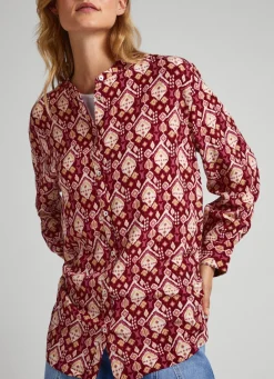 Women Pepe Jeans Long Geometric Print Blouse