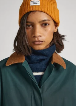 Women Pepe Jeans Long Jacket With Corduroy Collar