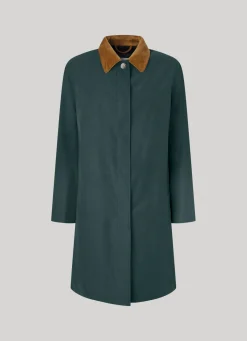 Women Pepe Jeans Long Jacket With Corduroy Collar