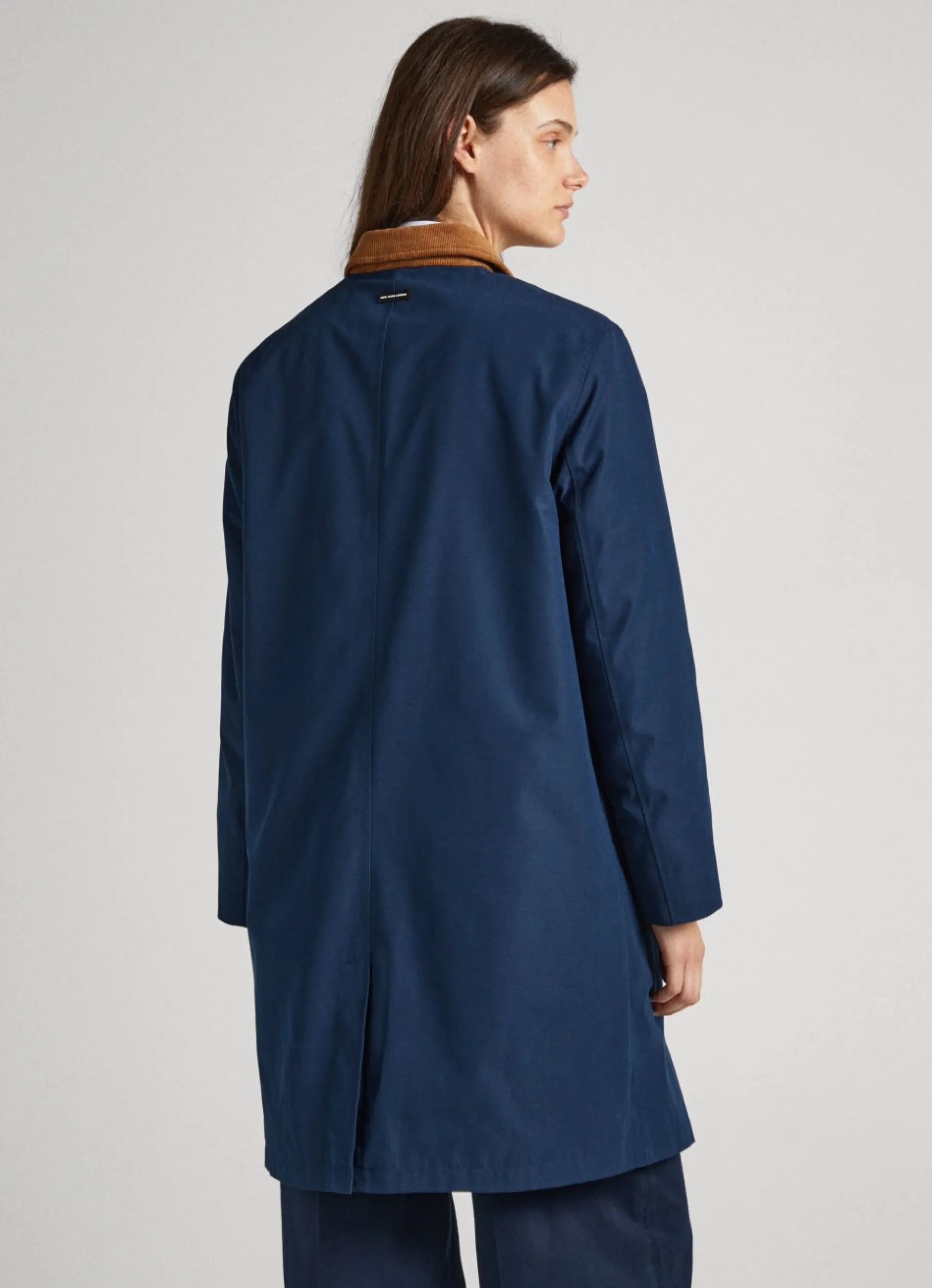 Women Pepe Jeans Long Jacket With Corduroy Collar