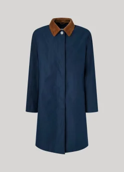 Women Pepe Jeans Long Jacket With Corduroy Collar