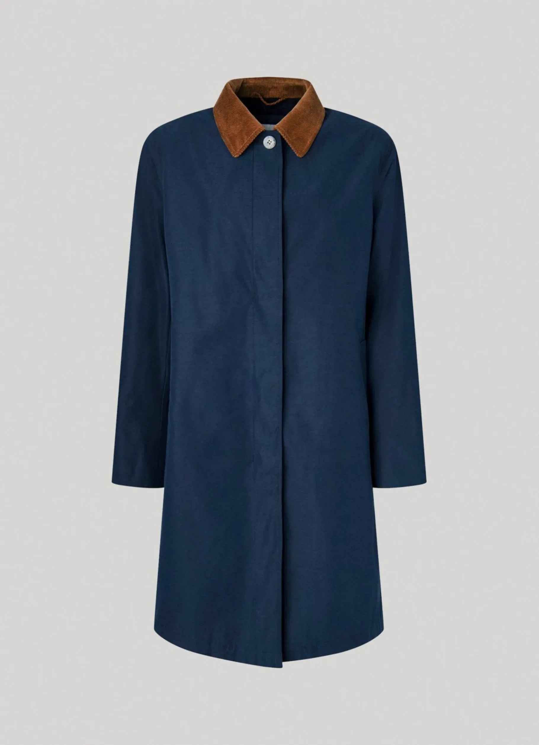 Women Pepe Jeans Long Jacket With Corduroy Collar