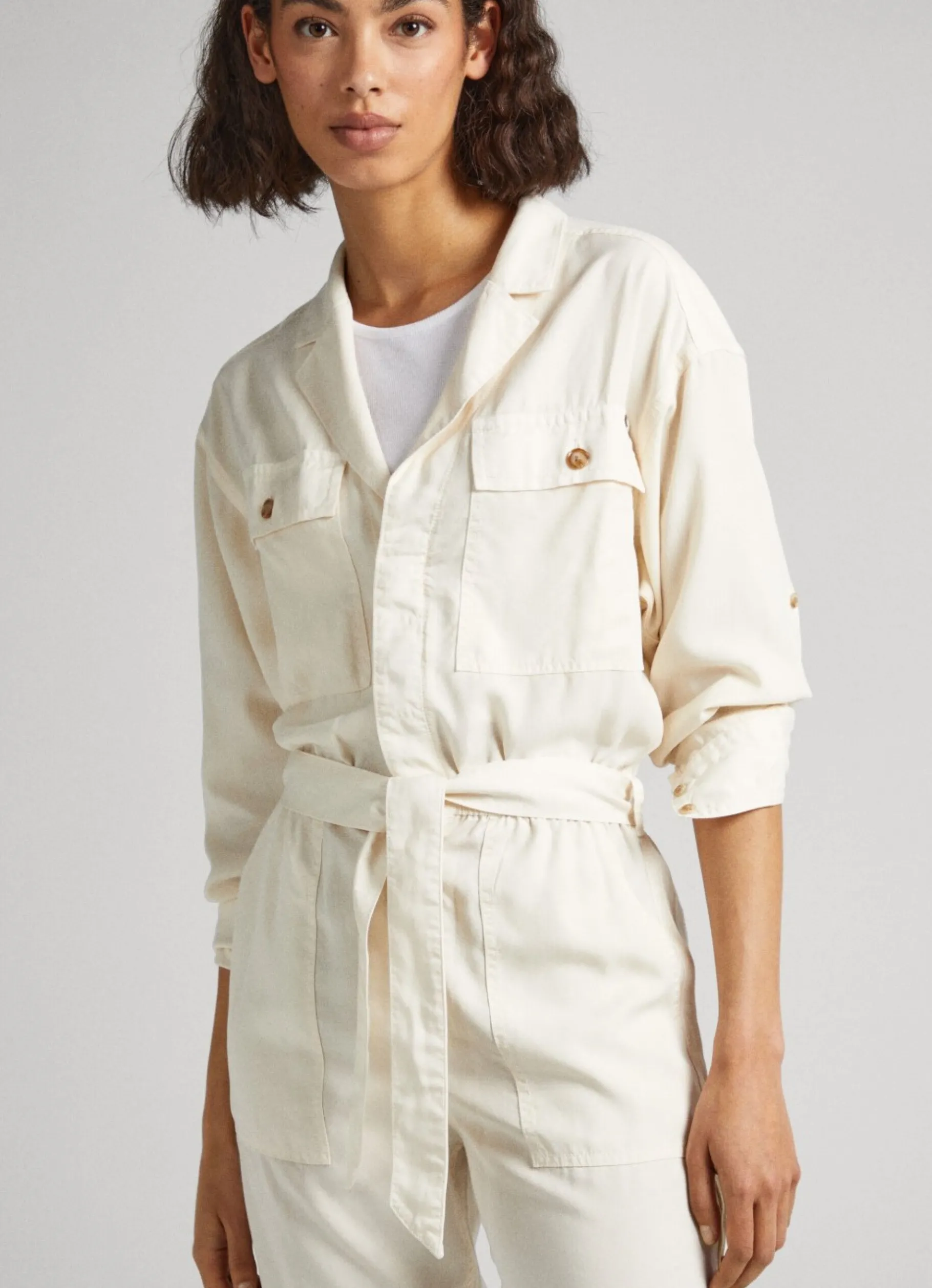 Women Pepe Jeans Long Jumpsuit With Belt Detail