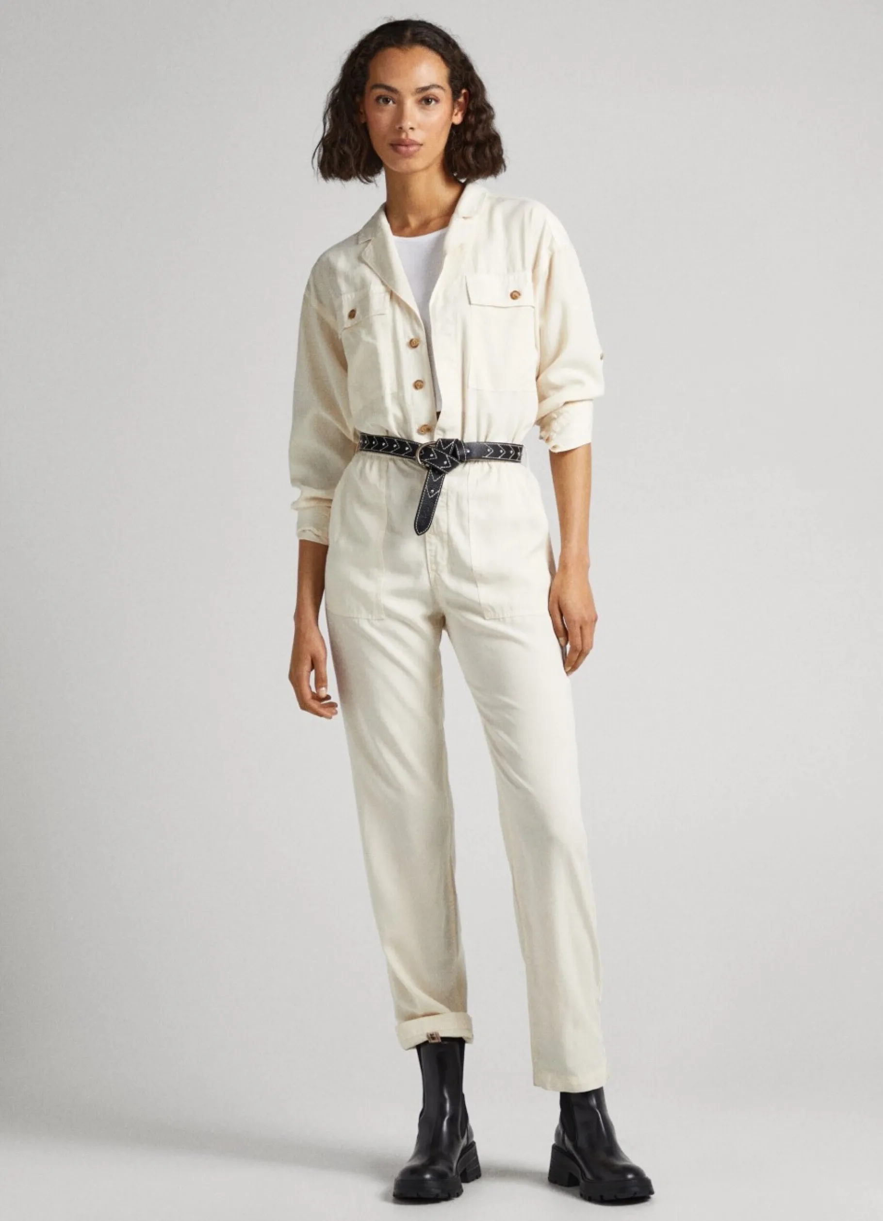 Women Pepe Jeans Long Jumpsuit With Belt Detail