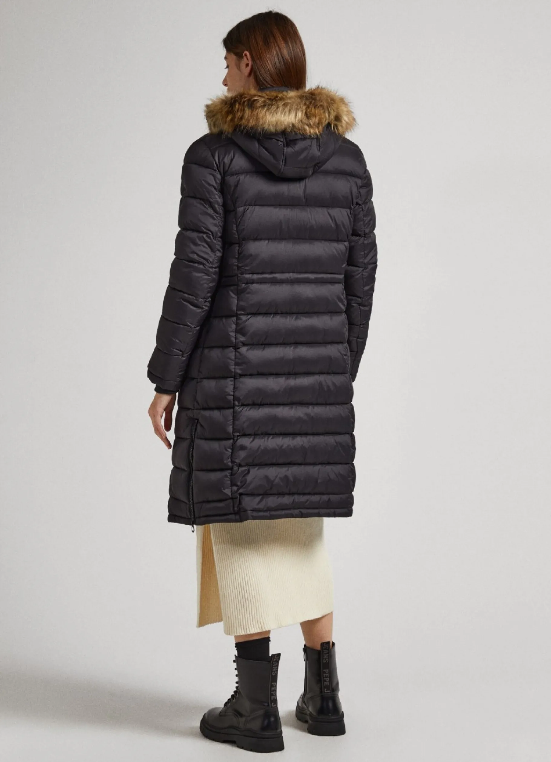 Women Pepe Jeans Long Quilted Puffer Jacket