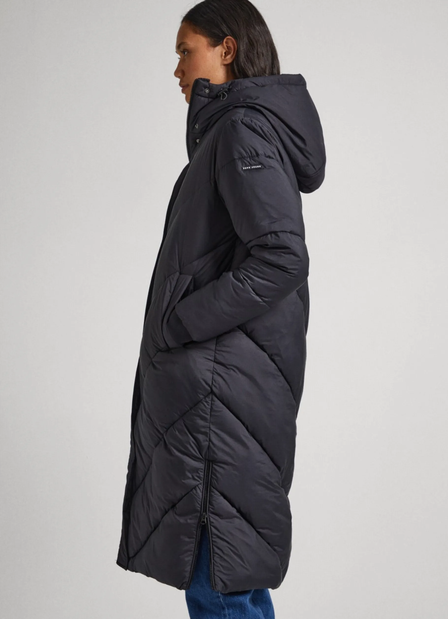 Women Pepe Jeans Long Quilted Puffer Jacket