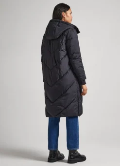 Women Pepe Jeans Long Quilted Puffer Jacket