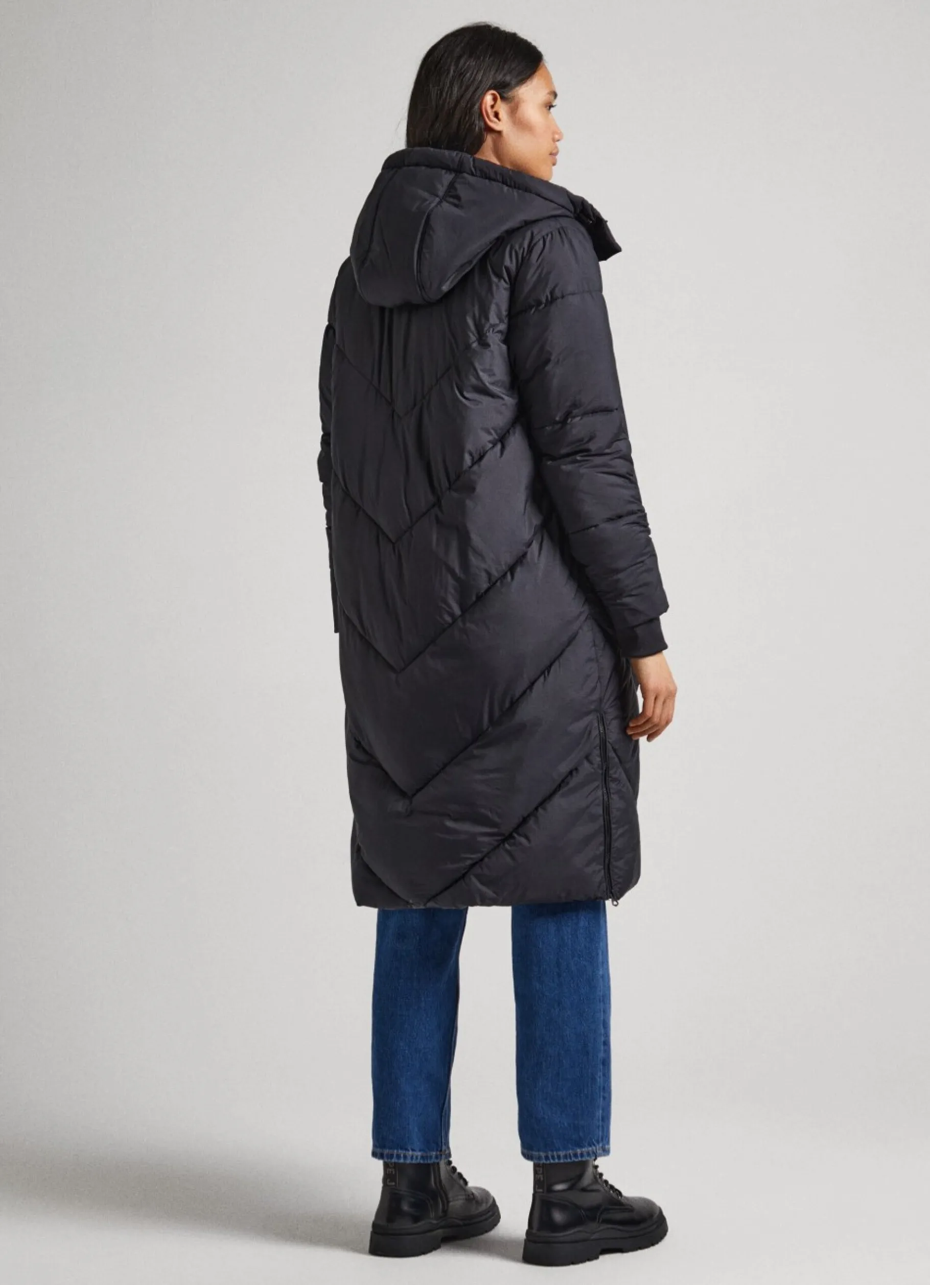 Women Pepe Jeans Long Quilted Puffer Jacket