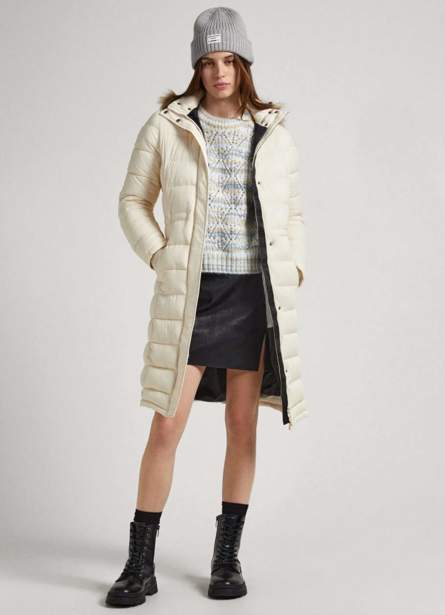 Women Pepe Jeans Long Quilted Puffer Jacket