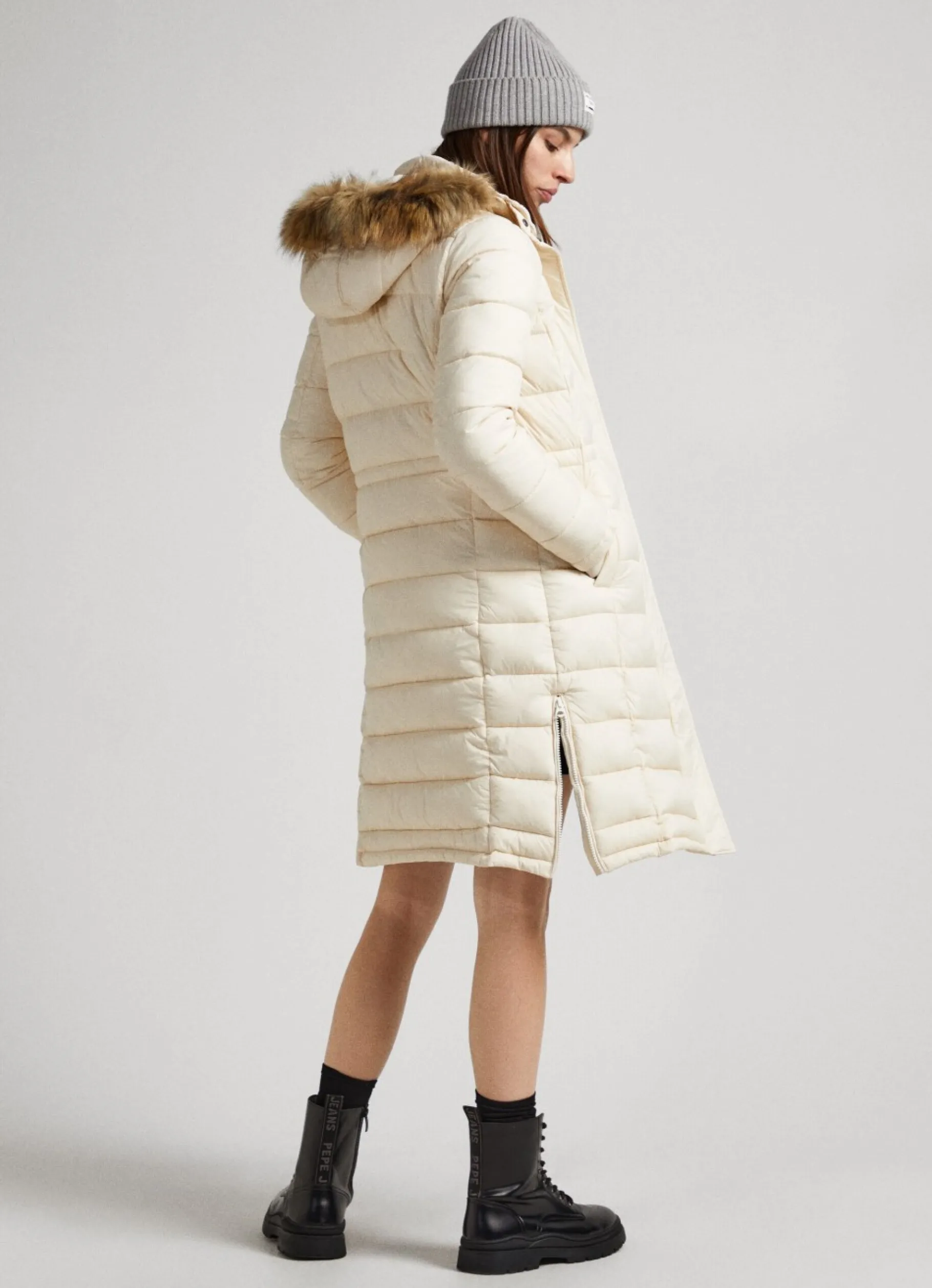 Women Pepe Jeans Long Quilted Puffer Jacket
