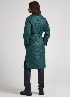 Women Pepe Jeans Long Quilted Puffer Jacket