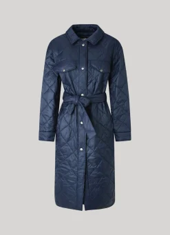 Women Pepe Jeans Long Quilted Puffer Jacket