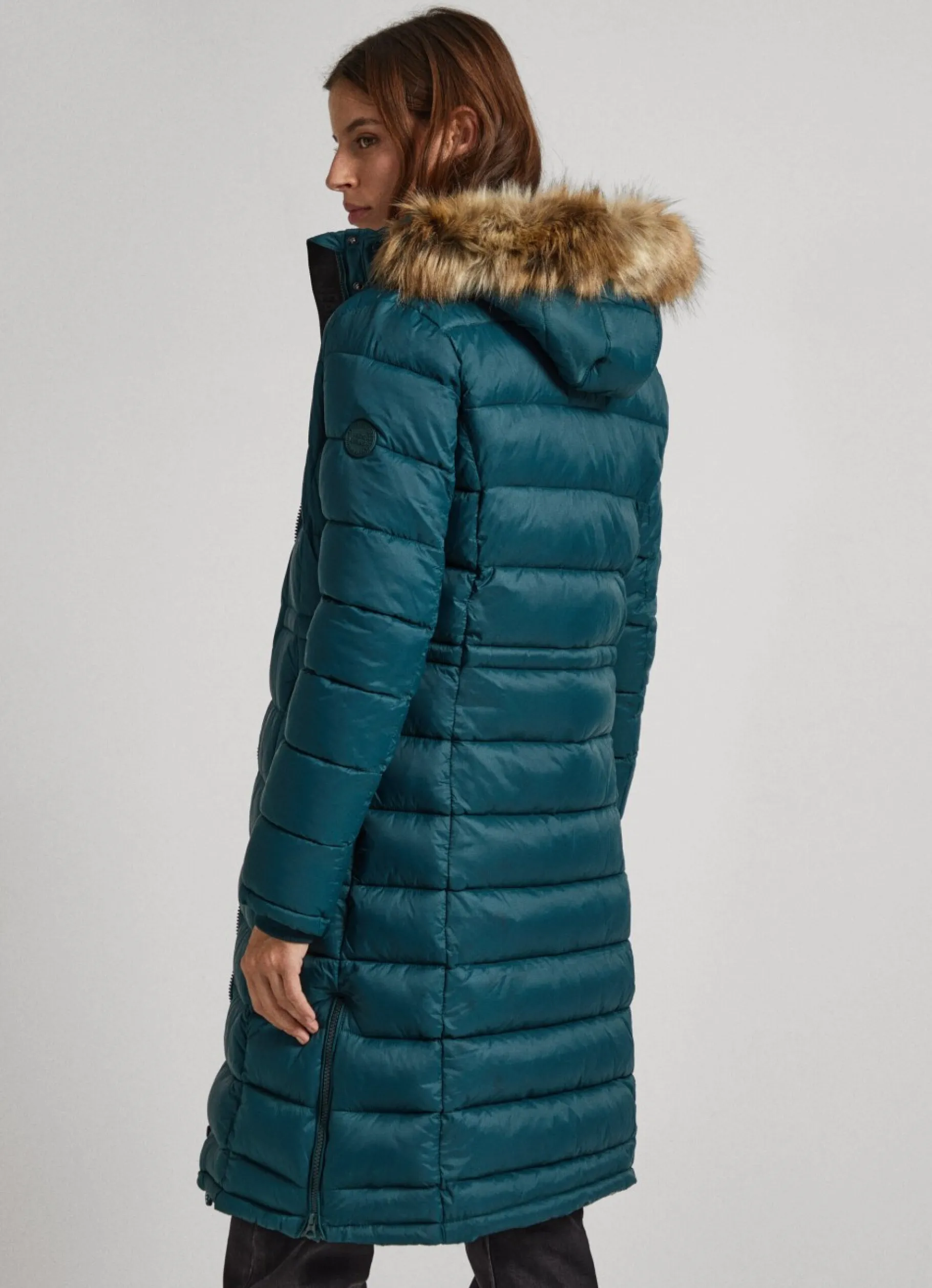 Women Pepe Jeans Long Quilted Puffer Jacket