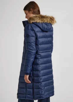 Women Pepe Jeans Long Quilted Puffer Jacket