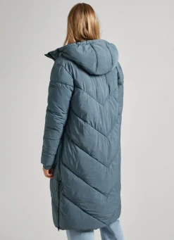 Women Pepe Jeans Long Quilted Puffer Jacket