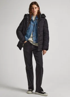 Women Pepe Jeans Long Quilted Puffer Jacket