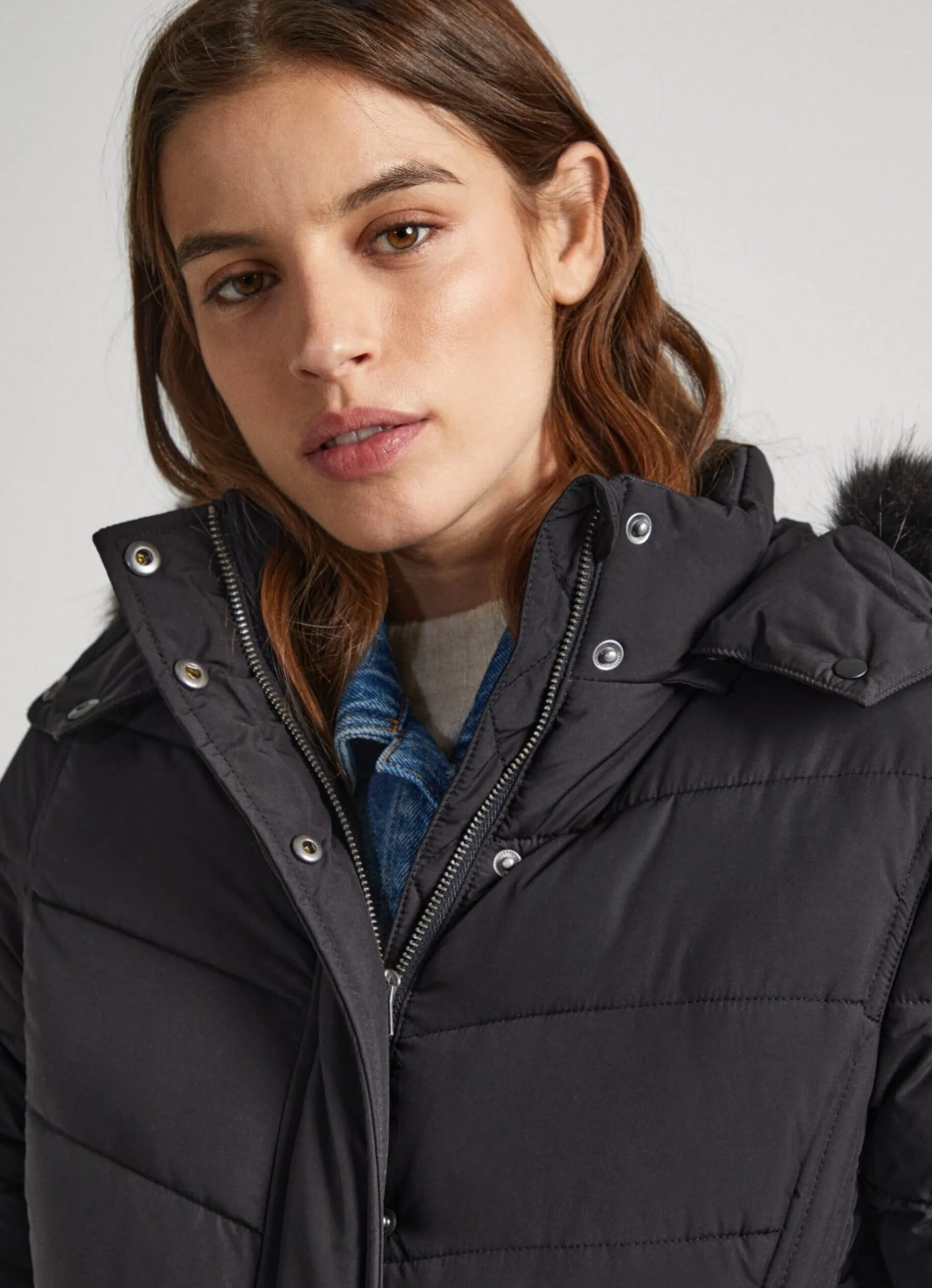 Women Pepe Jeans Long Quilted Puffer Jacket