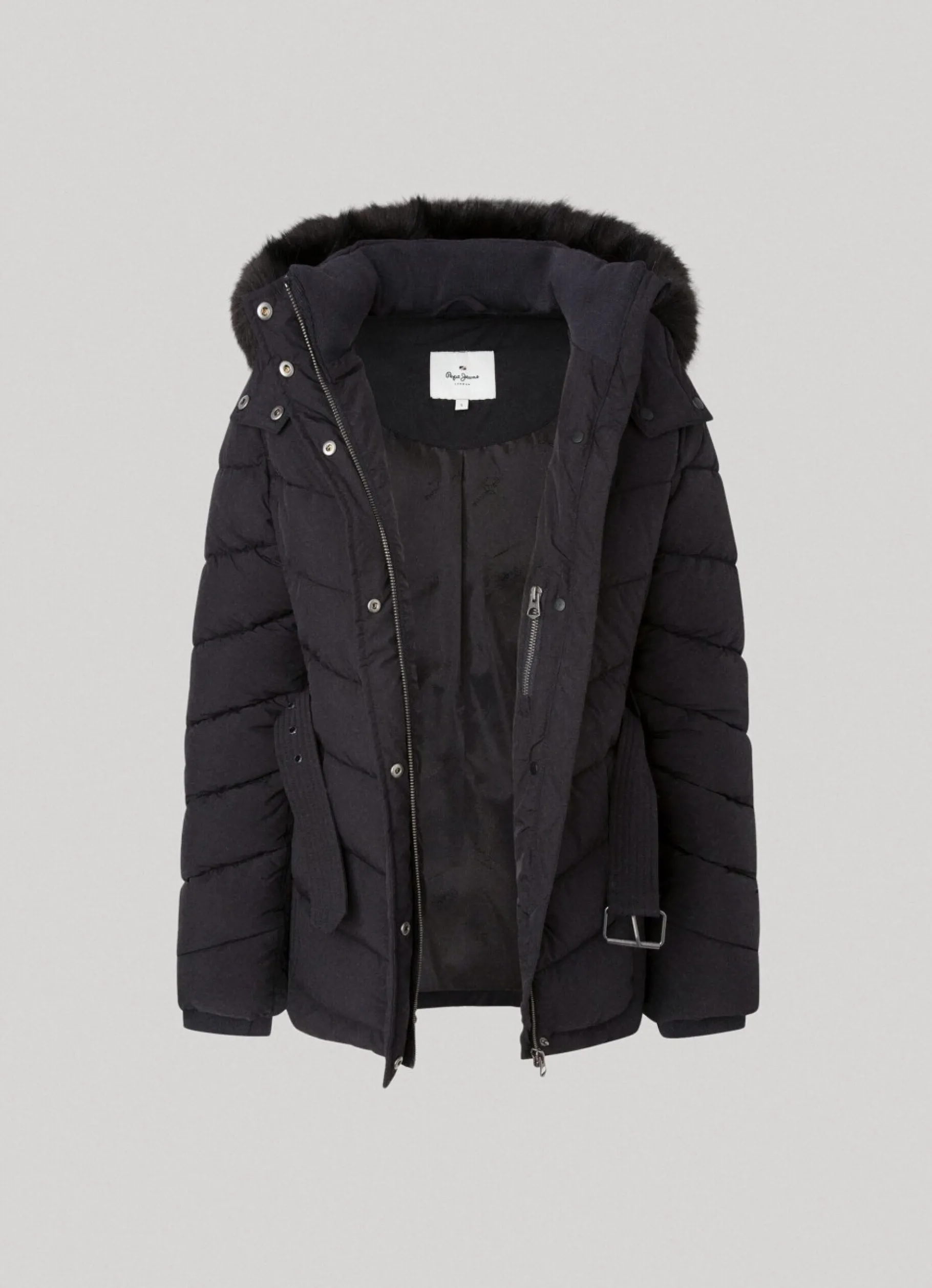 Women Pepe Jeans Long Quilted Puffer Jacket