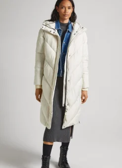 Women Pepe Jeans Long Quilted Puffer Jacket
