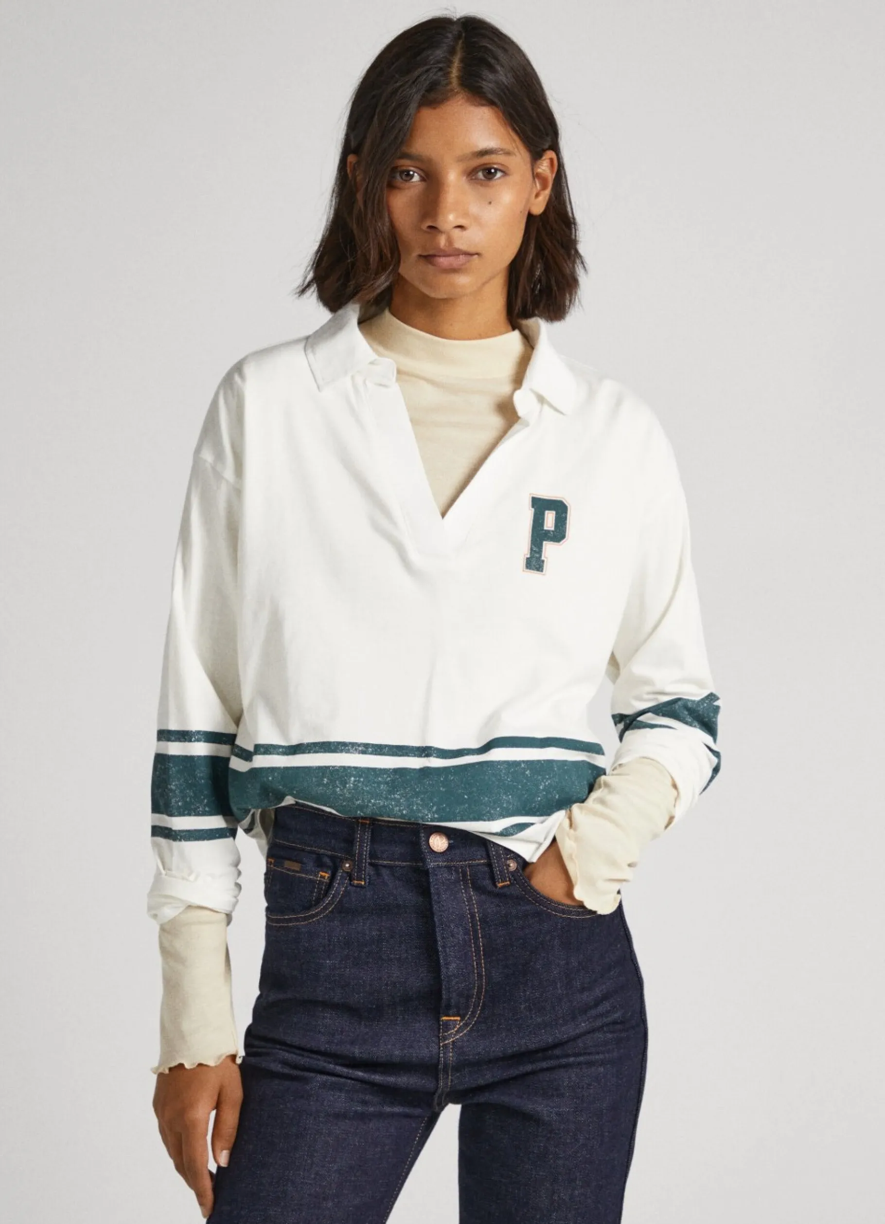 Women Pepe Jeans Long Sleeve Polo Shirt