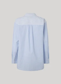 Women Pepe Jeans Long Striped Poplin Shirt