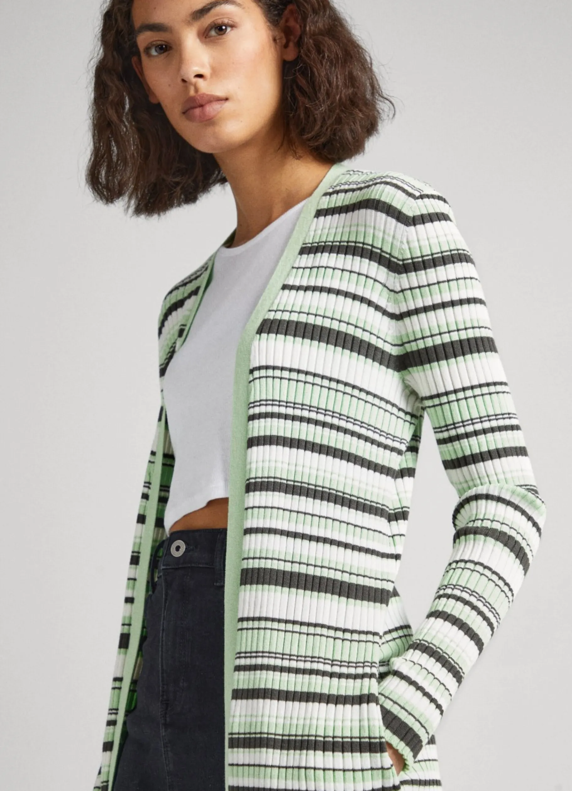 Women Pepe Jeans Long Stripe-Print Cardigan