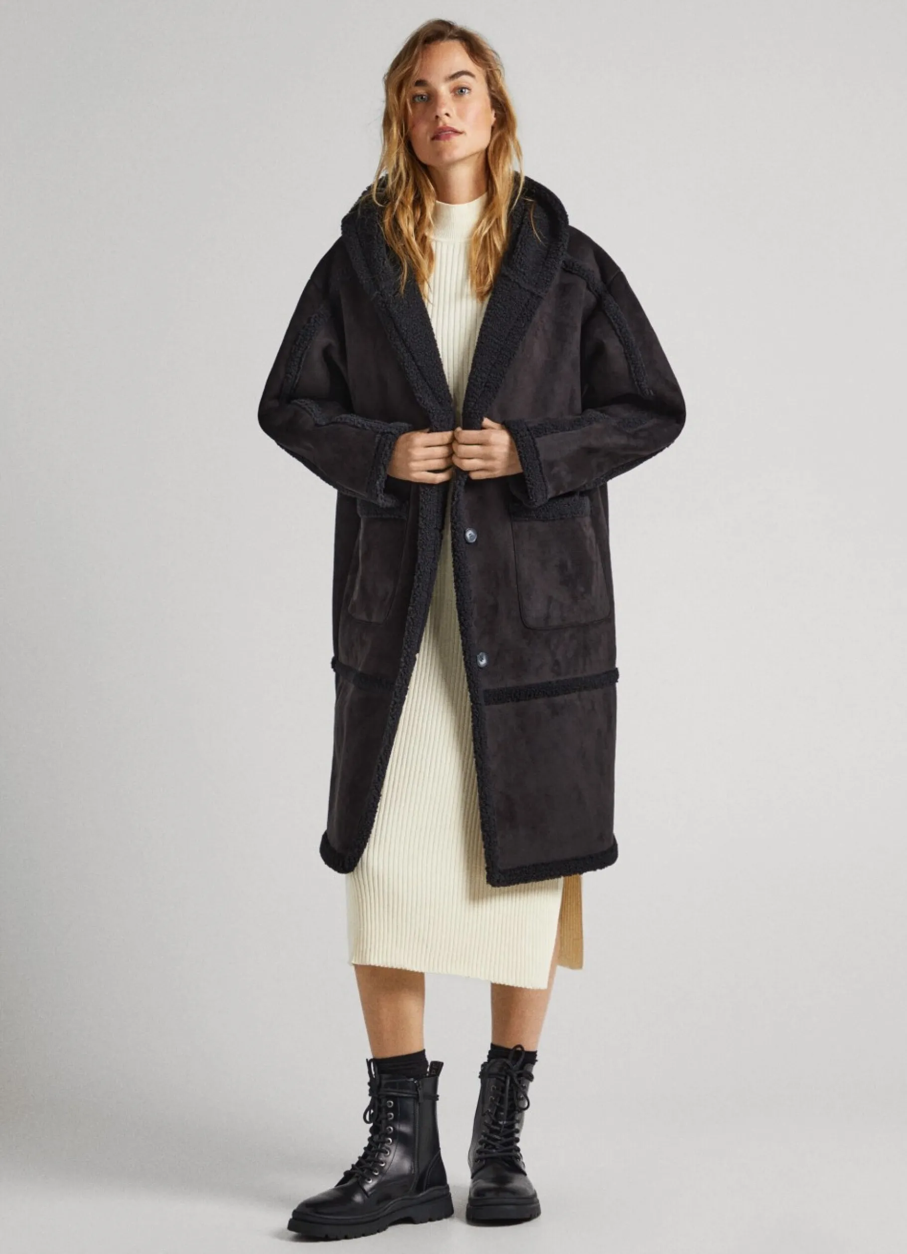 Women Pepe Jeans Long Suedette Jacket