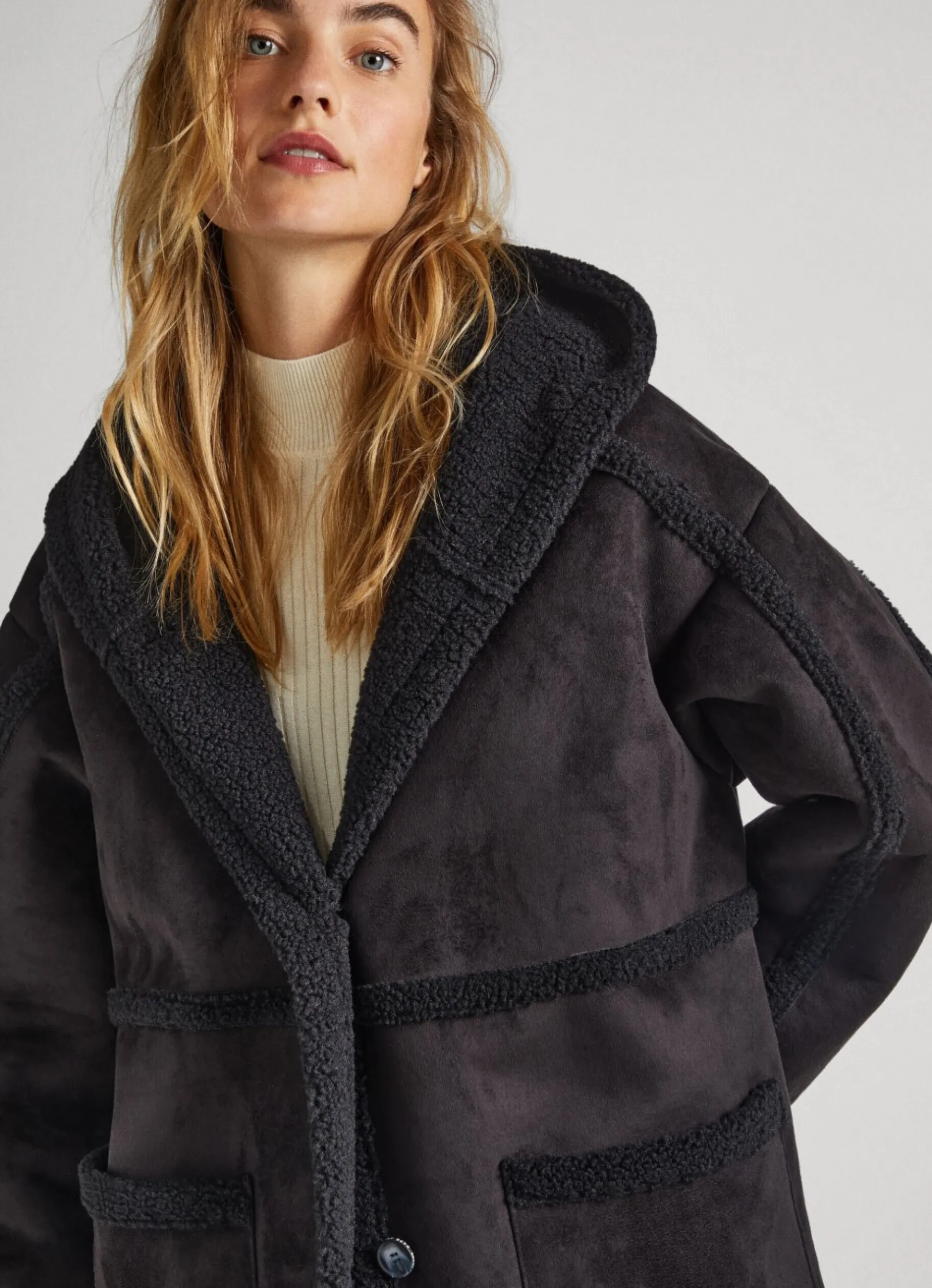 Women Pepe Jeans Long Suedette Jacket