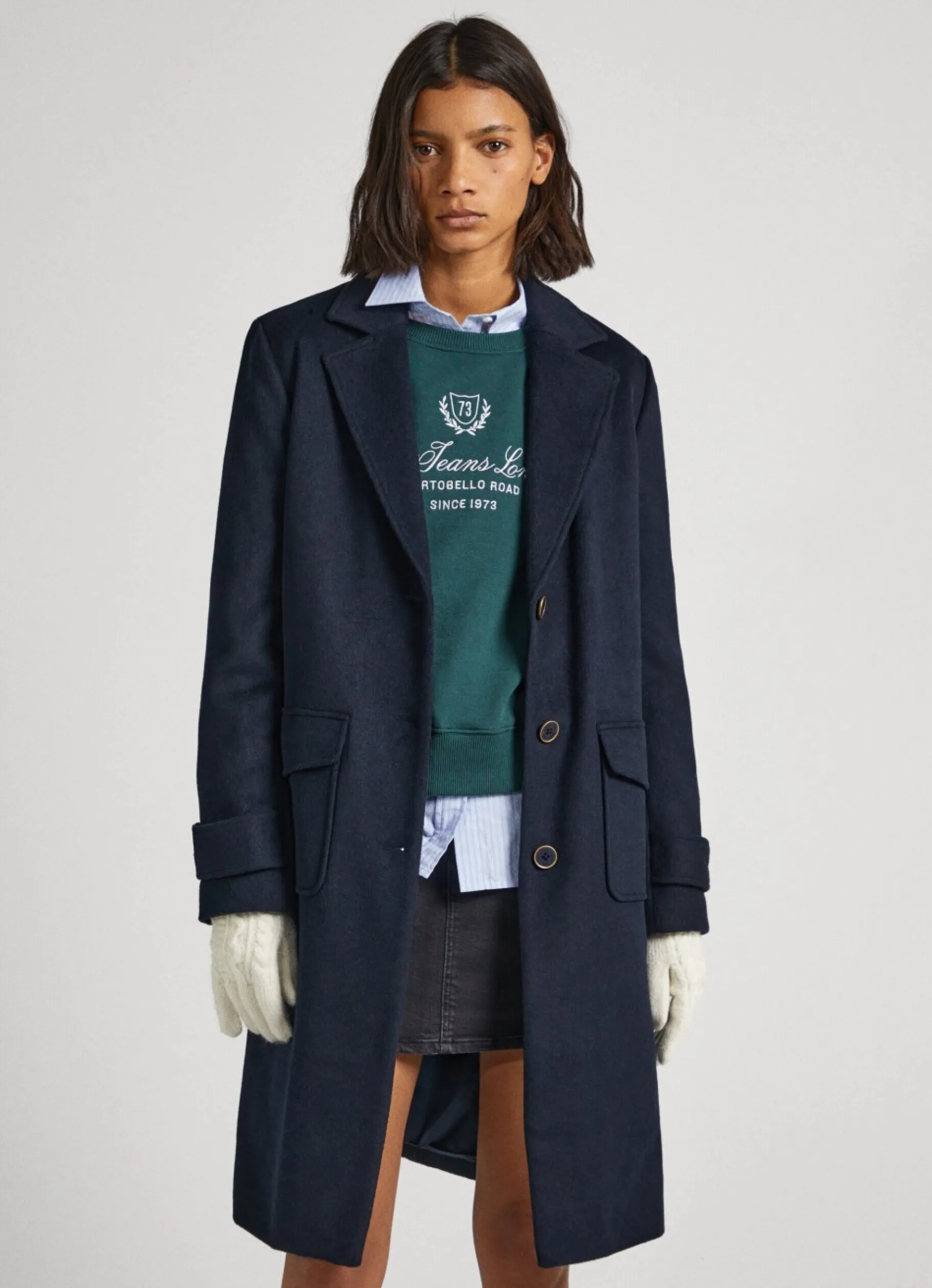 Women Pepe Jeans Long Wool Coat