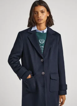 Women Pepe Jeans Long Wool Coat