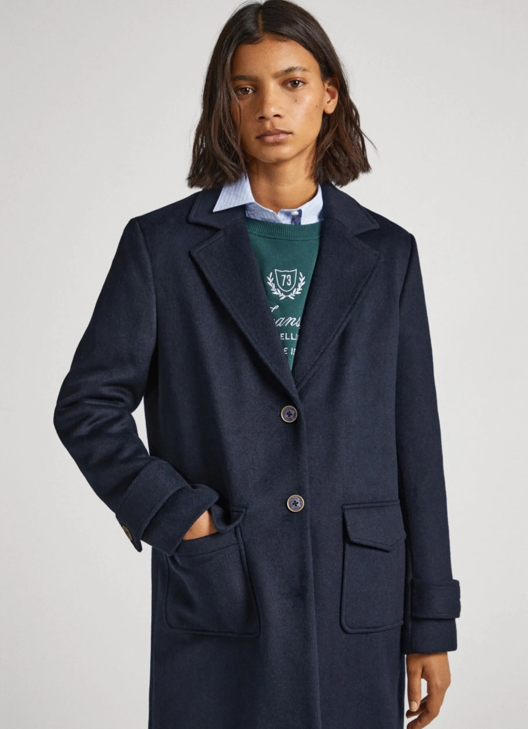 Women Pepe Jeans Long Wool Coat