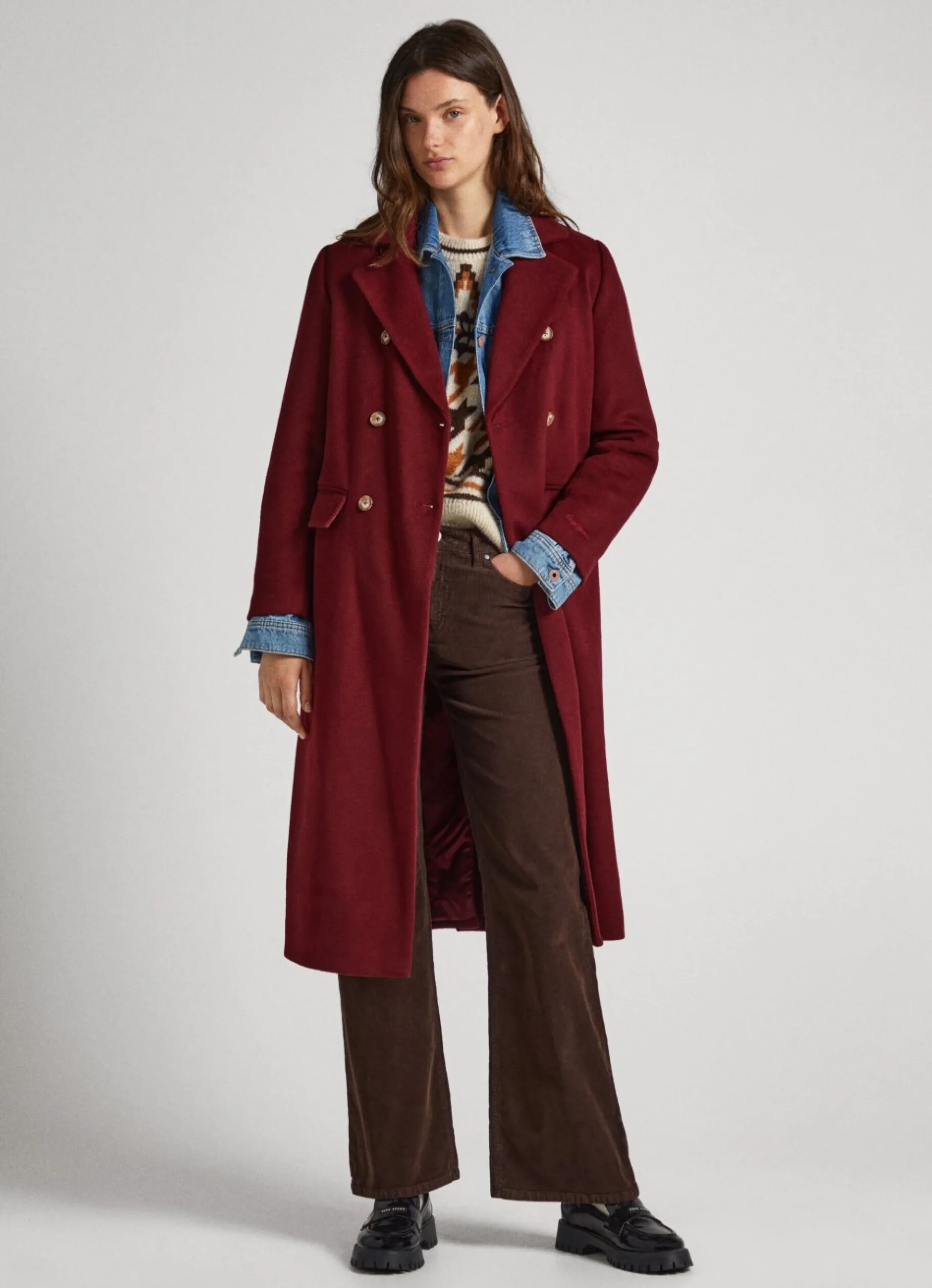 Women Pepe Jeans Long Wool Coat