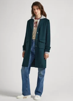 Women Pepe Jeans Long Wool Coat