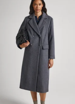 Women Pepe Jeans Long Wool Coat