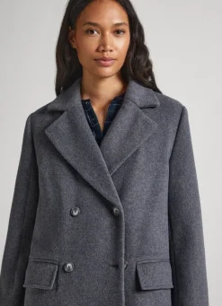 Women Pepe Jeans Long Wool Coat
