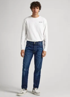 Men Pepe Jeans Long-Sleeve Logo Print T-Shirt
