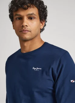 Men Pepe Jeans Long-Sleeved Cotton T-Shirt