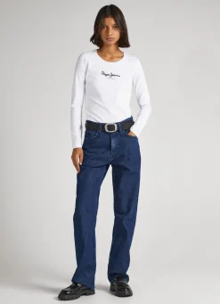 Women Pepe Jeans Long-Sleeved Cotton T-Shirt