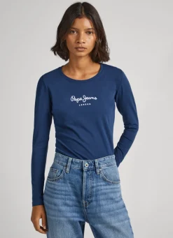 Women Pepe Jeans Long-Sleeved Cotton T-Shirt