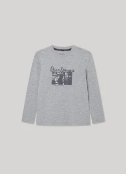 Boy Pepe Jeans Long-Sleeved Logo Print T-Shirt
