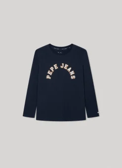 Boy Pepe Jeans Long-Sleeved Logo Print T-Shirt