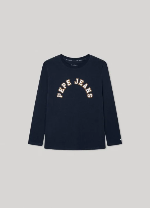 Boy Pepe Jeans Long-Sleeved Logo Print T-Shirt