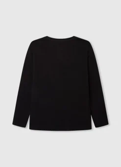 Girl Pepe Jeans Long-Sleeved Strass Logo T-Shirt
