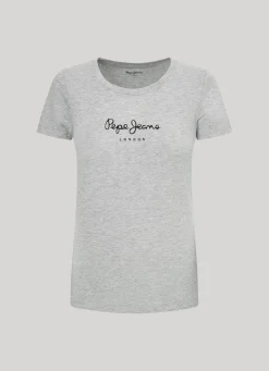 Women Pepe Jeans Lycra T-Shirt With Printed Logo