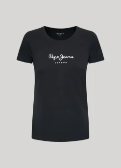 Women Pepe Jeans Lycra T-Shirt With Printed Logo