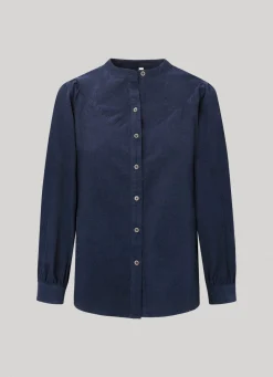 Women Pepe Jeans Mandarin Collar Corduroy Blouse