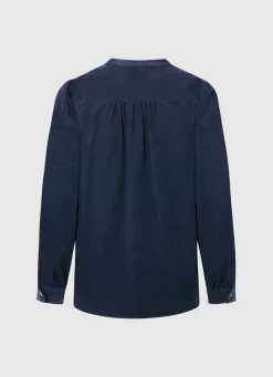 Women Pepe Jeans Mandarin Collar Corduroy Blouse