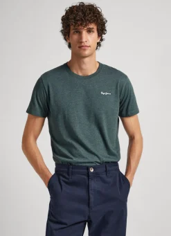 Men Pepe Jeans Melange Cotton Round Neck T-Shirt